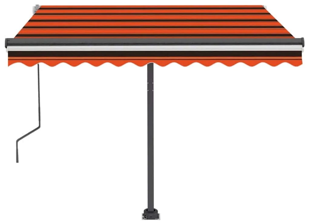 Toldo retrátil manual com LED 350x250 cm laranja e castanho