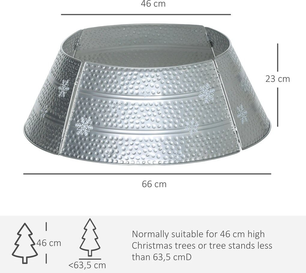 Saia para Árvore de Natal em Metal Impermeável, Decoração para Festas e Casa, 66x66x23 cm, Prateado