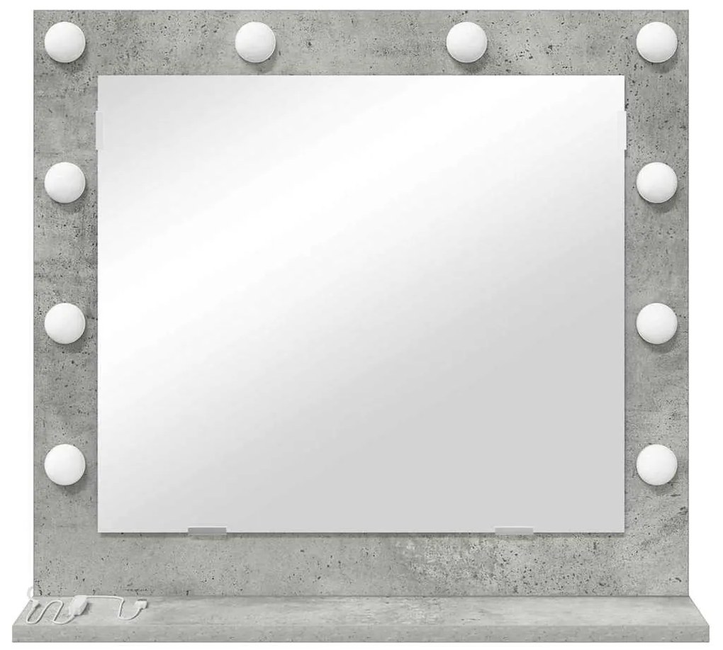Espelho de Vanidade com Luzes LED Cinza Betão 60x55x18 cm