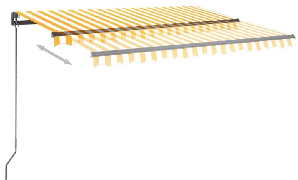 Toldo retrátil manual com LED 3,5x2,5 m amarelo e branco