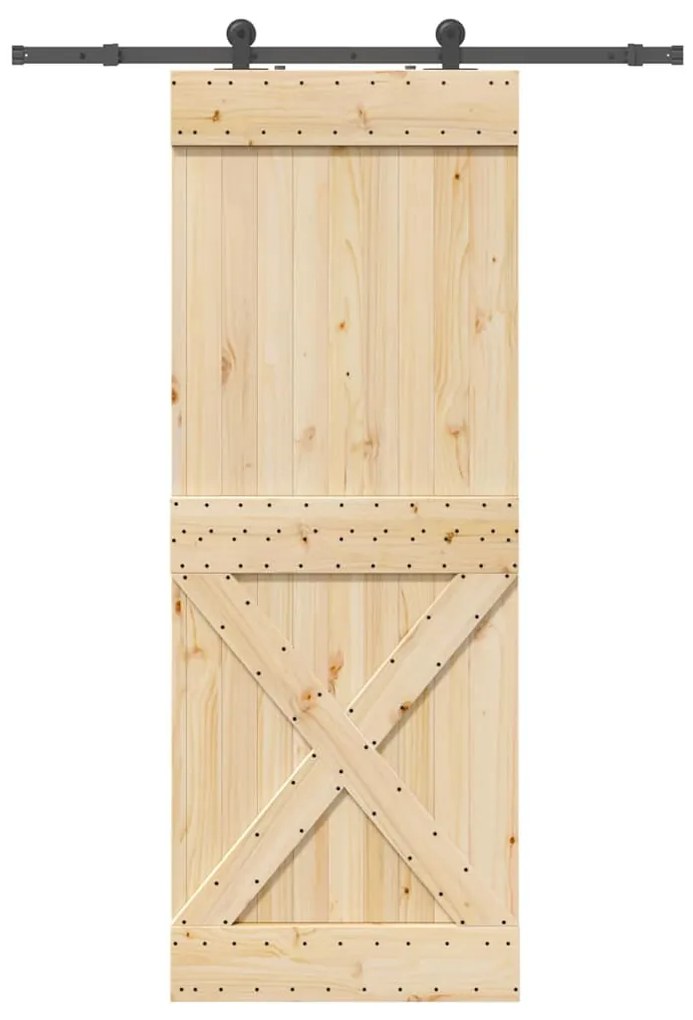vidaXL Porta de correr com ferragens 85x210 cm madeira de pinho maciça