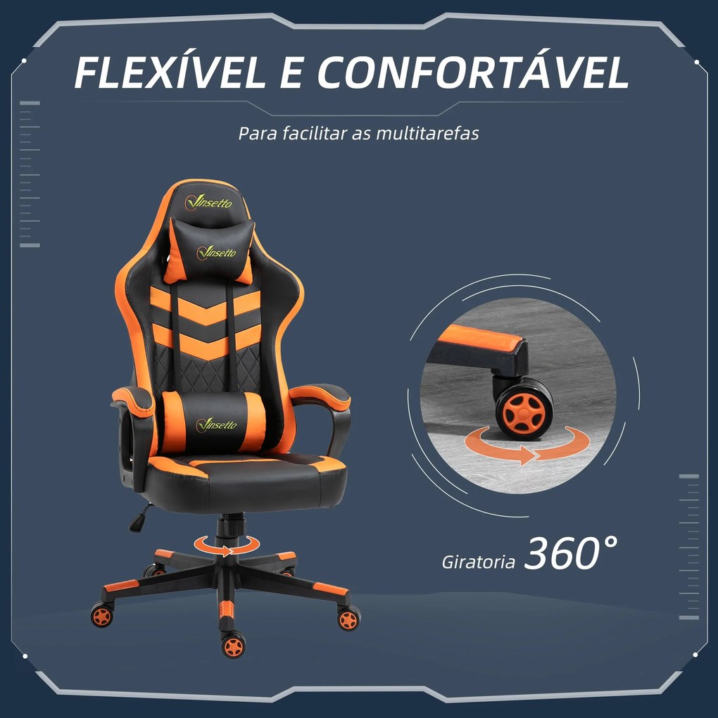 Vinsetto Cadeira Gaming Cadeira de Escritório Ergonómica com Altura Re