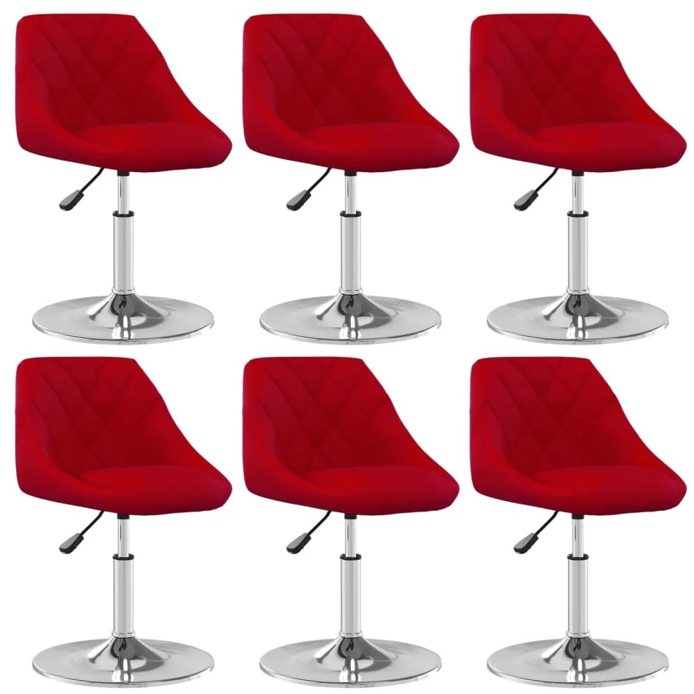 Cadeiras de jantar giratórias 6 pcs veludo vermelho tinto