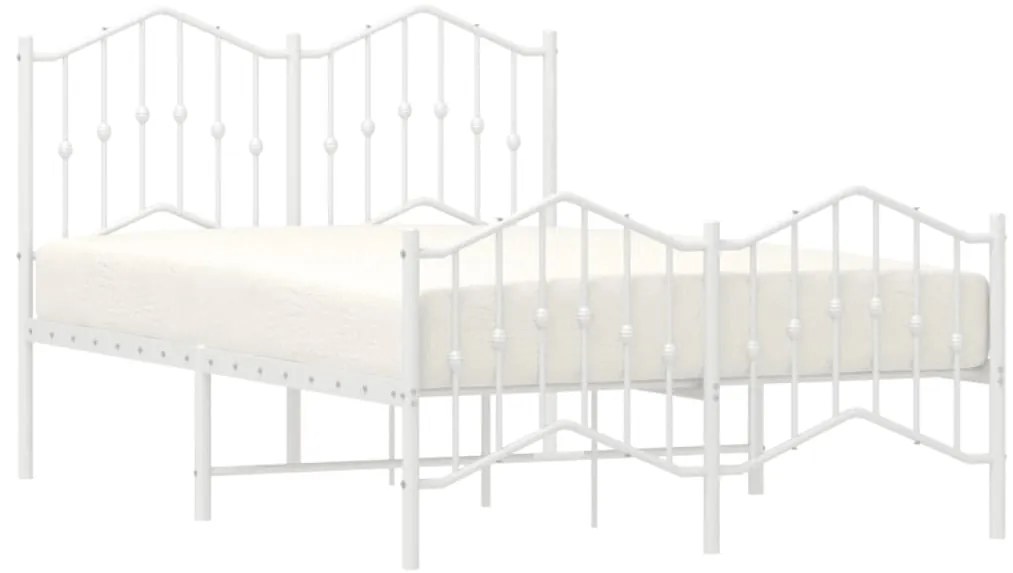Estrutura de cama com cabeceira e pés 120x190 cm metal branco