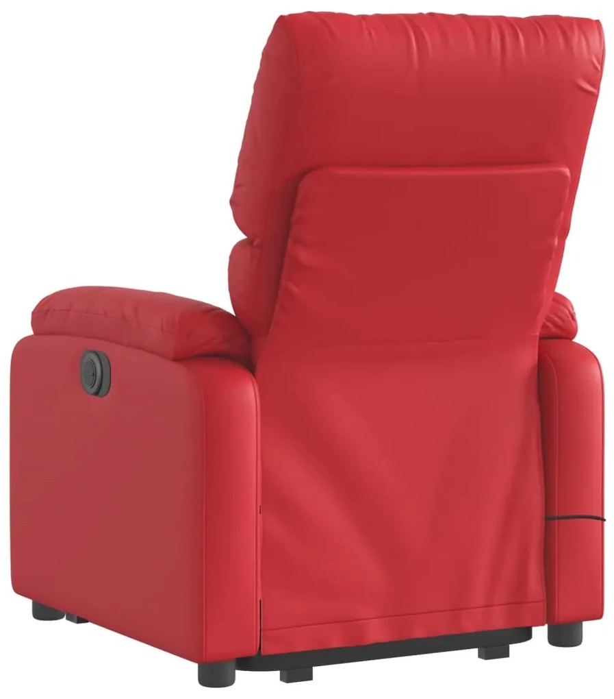 Poltrona reclinável elevatória couro artificial vermelho