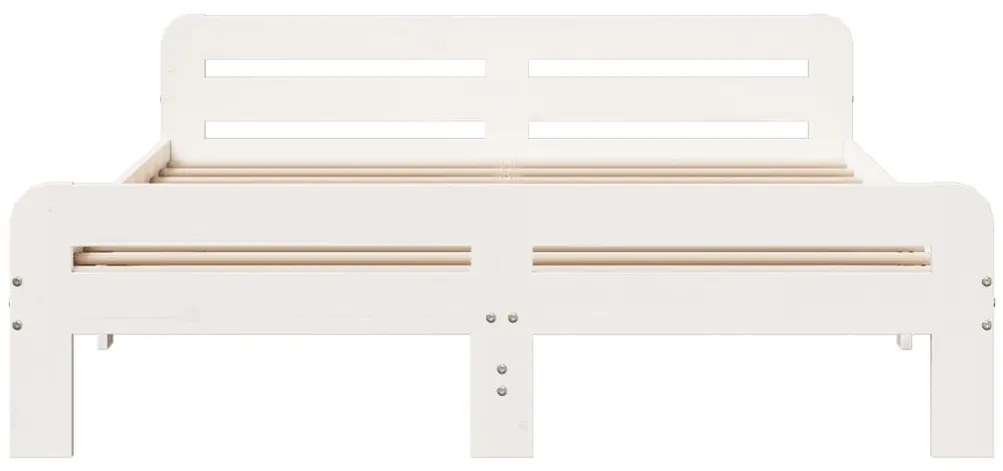 Cama sem colchão 140x200 cm madeira de pinho maciça branco