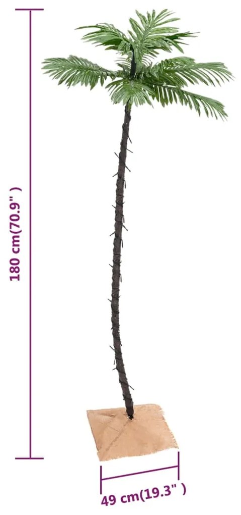 Palmeira c/ 96 luzes LED 180 cm branco quente