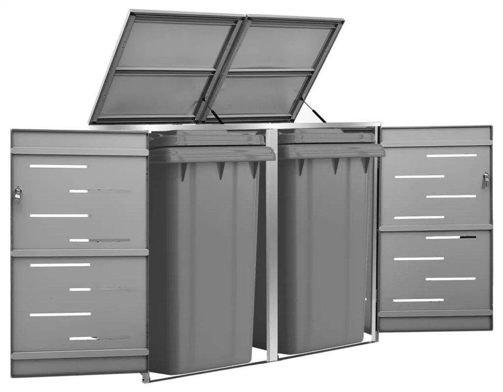 vidaXL Abrigo duplo para caixote do lixo 138x77,5x112,5 cm aço inox