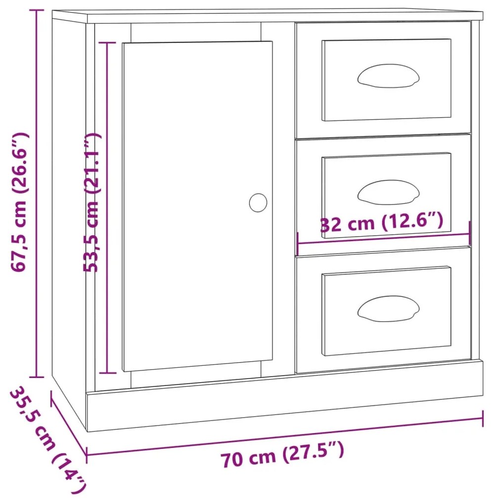 Aparadores 3 pcs derivados de madeira branco brilhante