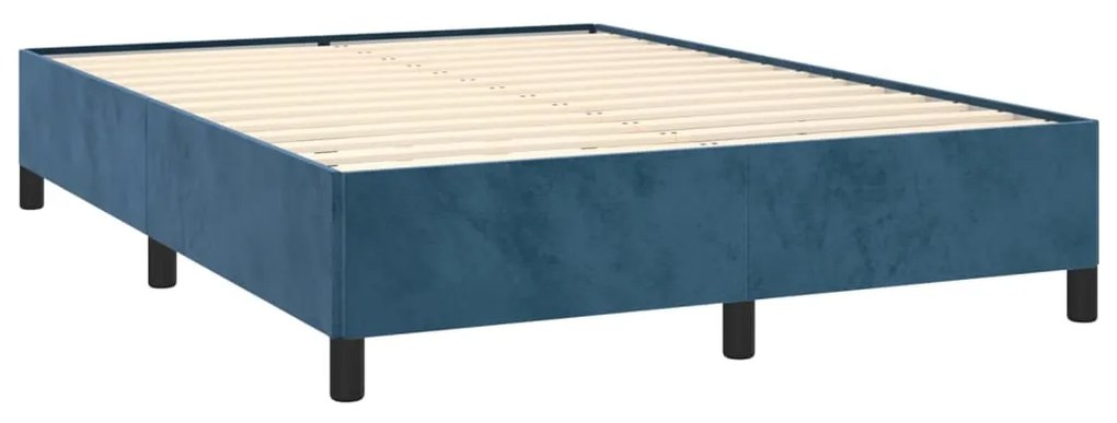 Estrutura de cama sem colchão 140x200 cm veludo azul-escuro