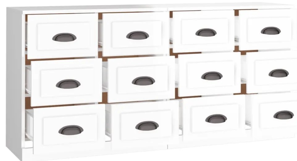 Aparadores 2 pcs derivados de madeira branco brilhante