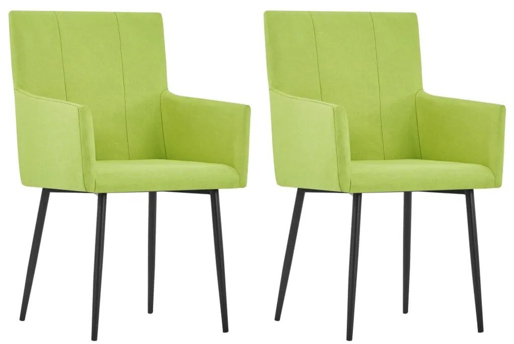 vidaXL Cadeiras de jantar com apoio de braços 2 pcs tecido verde