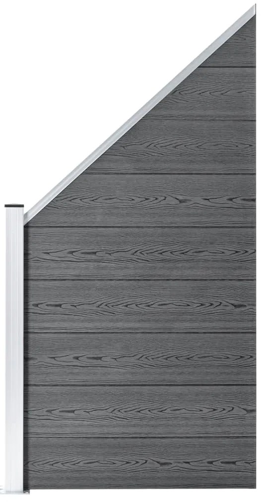 Painel vedação WPC 2 quadrados + 1 inclinado 446x186cm cinzento