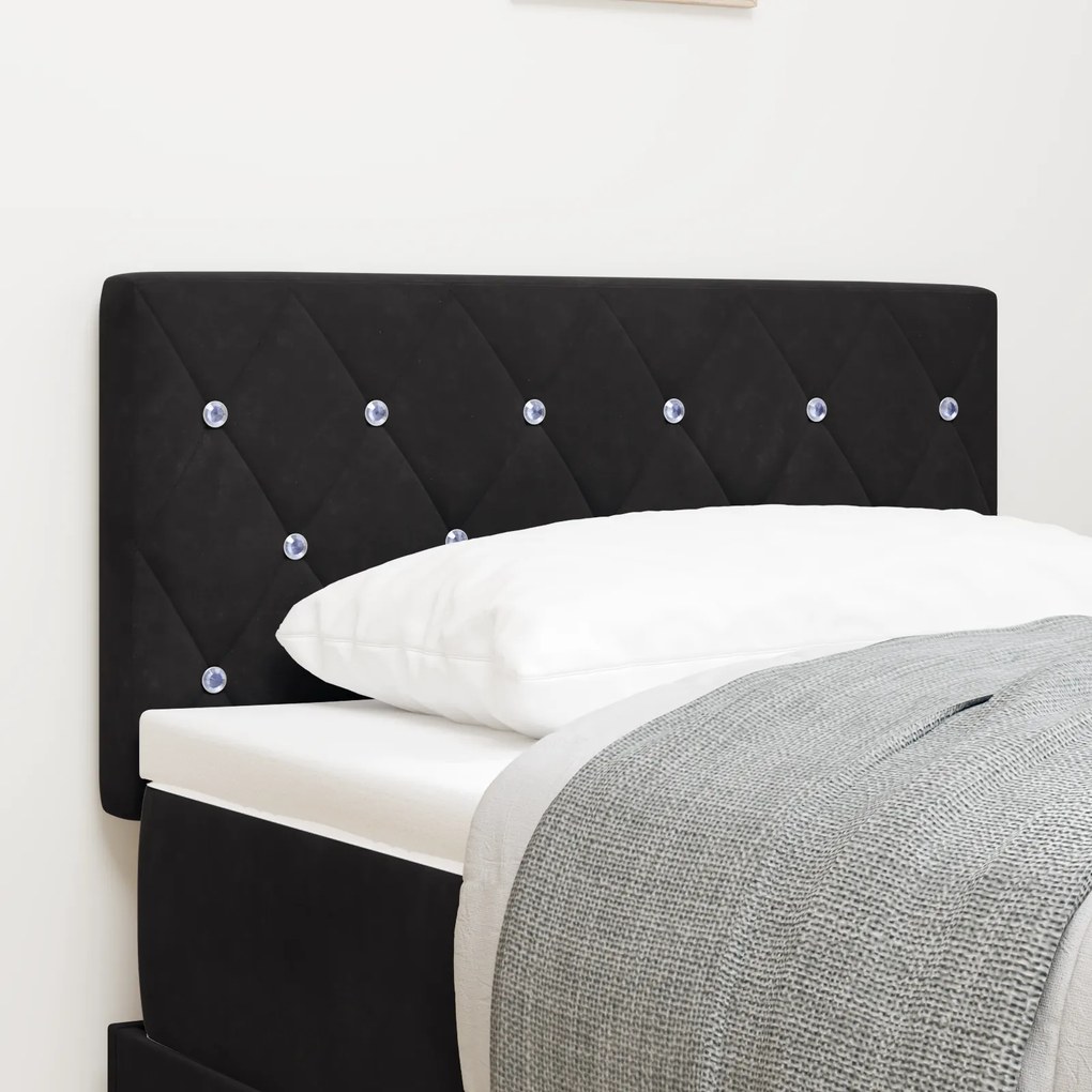 Cabeceira LED vidaXL Estofada com Botão de Cristal Preto 80 cm Veludo