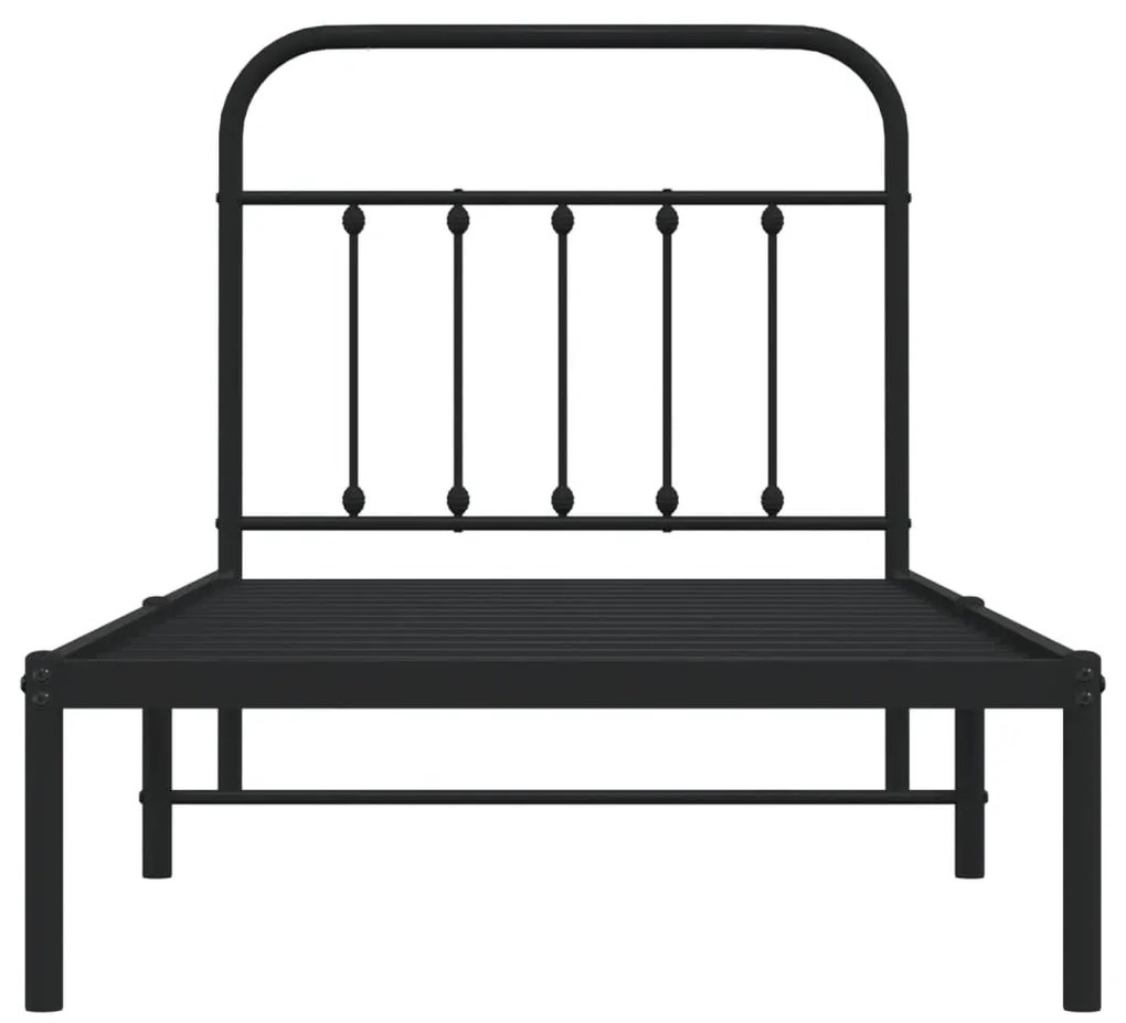 Estrutura de cama com cabeceira 90x200 cm metal preto