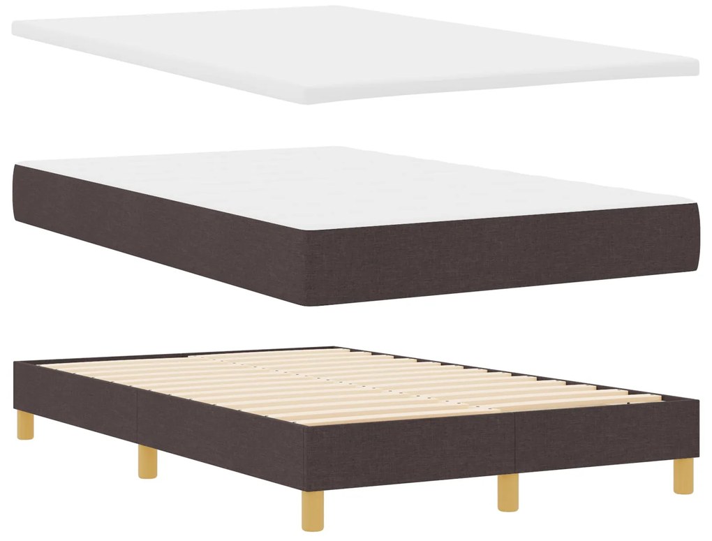 Cama Box Spring com Colchão Castanha Escura 120x200 cm Tecido
