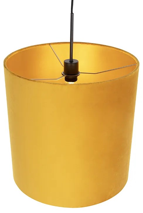 Candeeiro de suspensão em veludo amarelo com ouro 40 cm - Combi Country / Rústico