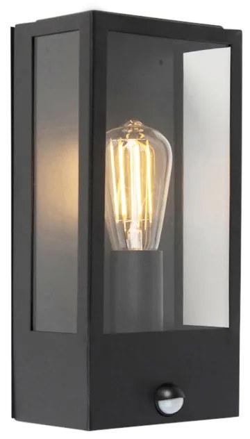 Candeeiro de parede exterior preto com sensor de movimento IP44 - Rotterdam Moderno
