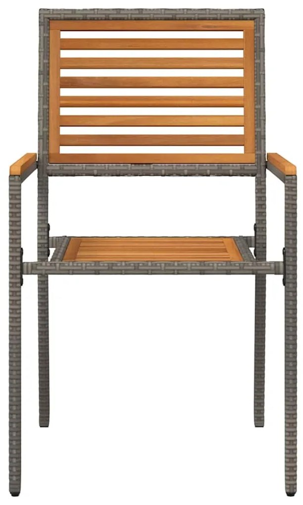 Cadeiras de Jardim Empilháveis - 2 pcs em Rattan Poliéster Cinza