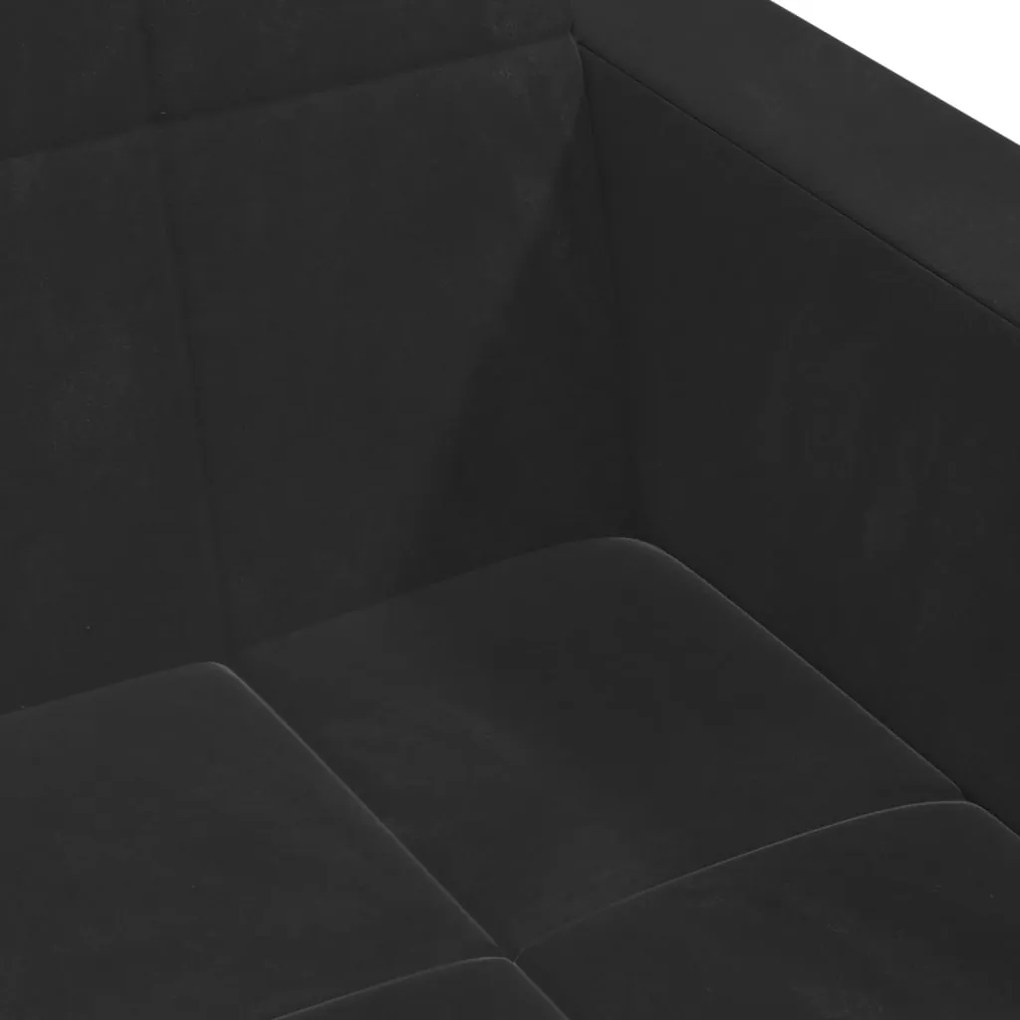 Sofá-cama 2 lugares c/ apoio de pés veludo preto