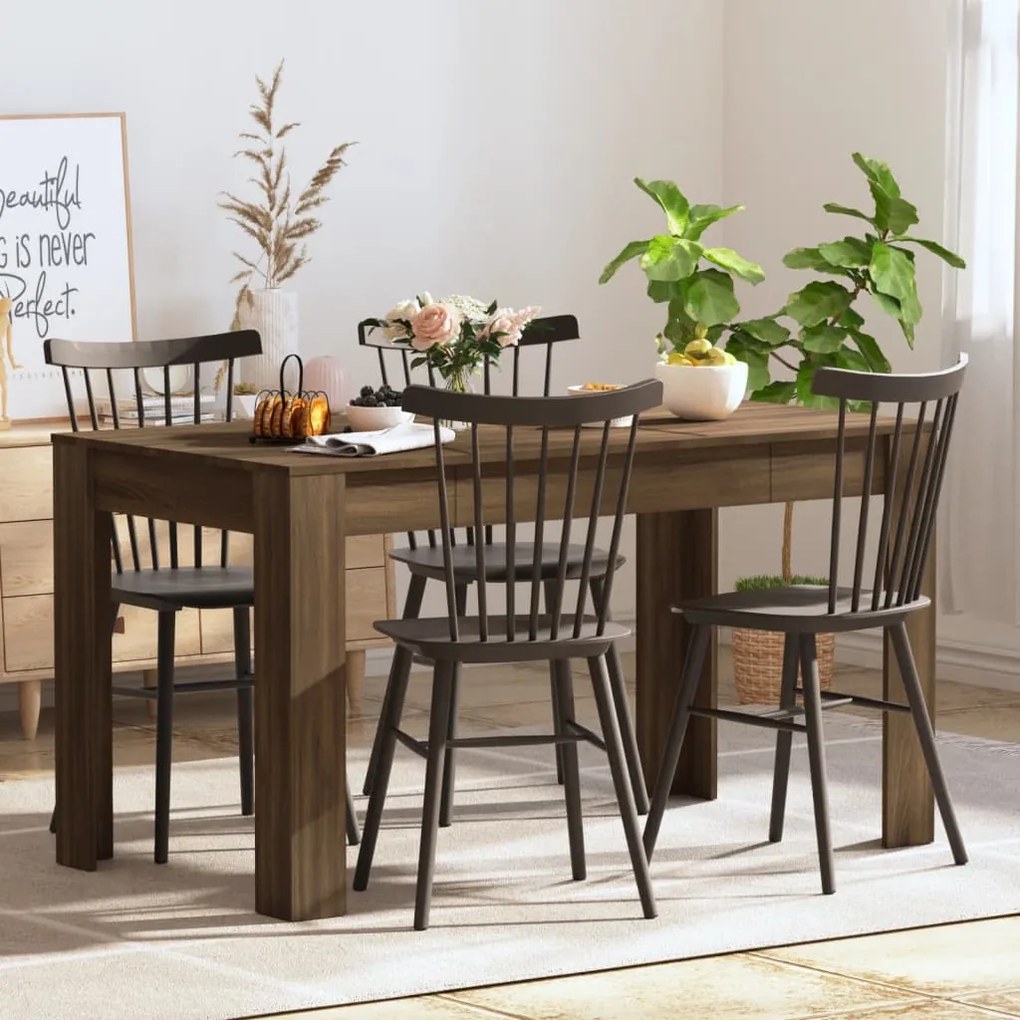vidaXL Mesa jantar 140x74,5x76 cm derivados madeira carvalho castanho