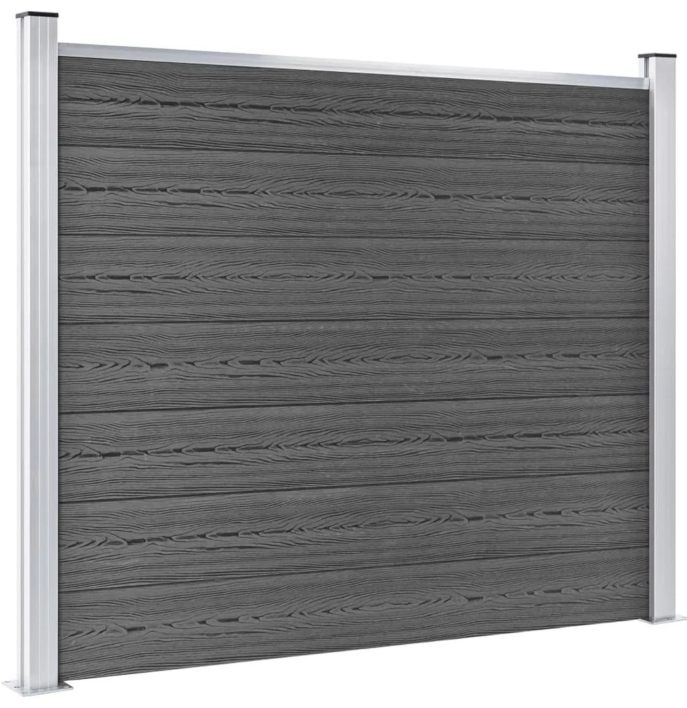 Conjunto painel de cerca 353x146 cm WPC preto