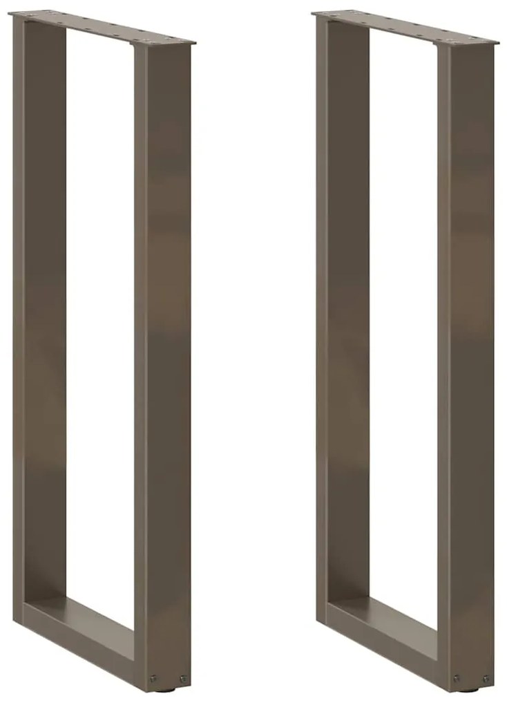 vidaXL Pés de mesa de bar em forma de U, 2 peças, aço natural, 40x(100-101) cm, aço