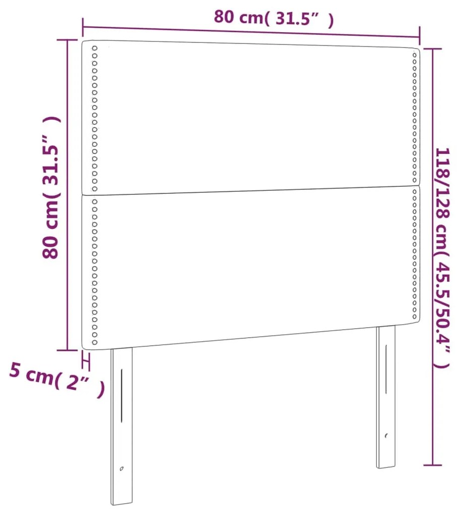 Cabeceira de cama 2 pcs tecido 80x5x78/88 cm azul