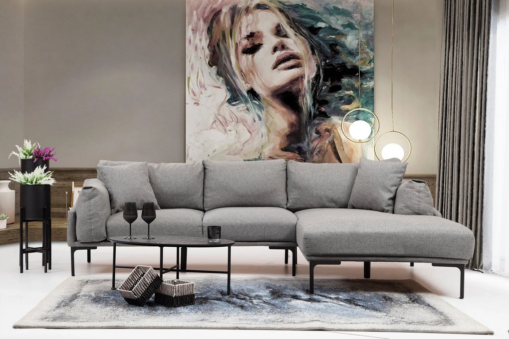 ****
Sofá de Canto Leo Corner – Cinzento – 255 x 150 cm
**