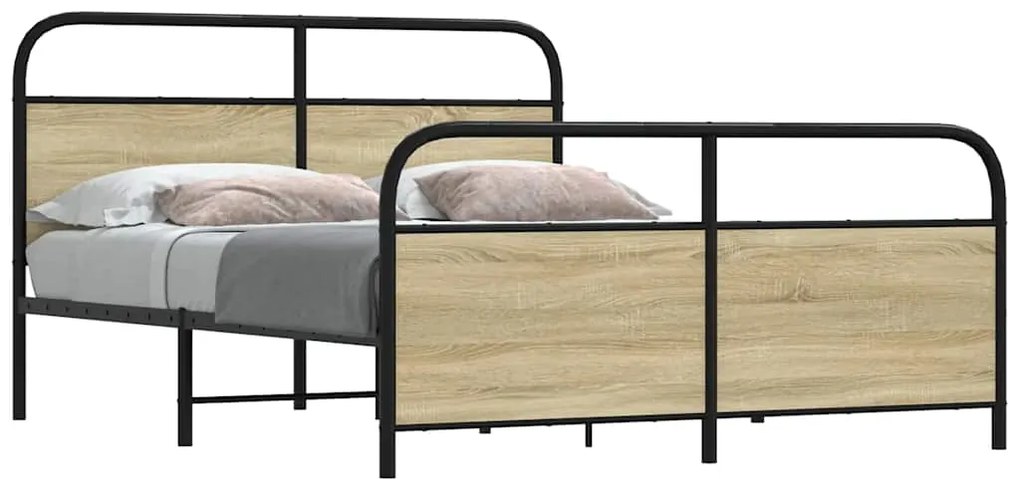 Estrutura de cama sem colchão 160x200cm metal carvalho sonoma