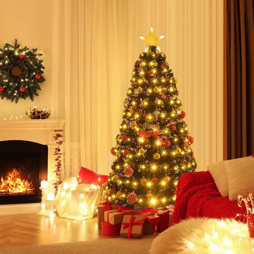 Árvore de Natal artificial de 150cm / 180cm com luzes LED amarelas brilhantes 8 modos de iluminação verde