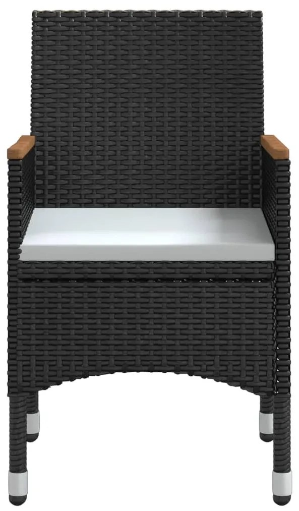 5 pcs conjunto de jantar p/ jardim c/ almofadões preto