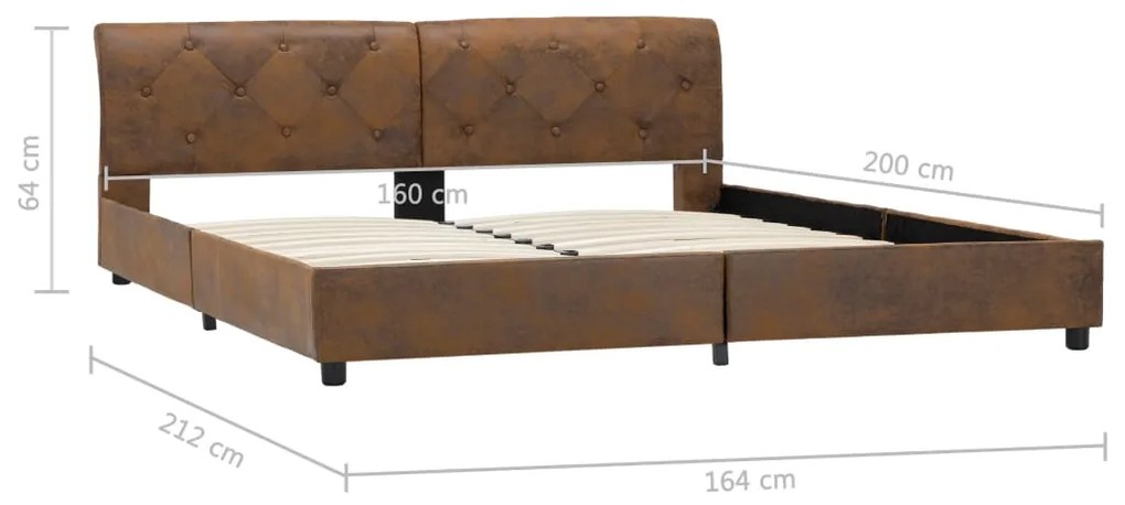 Estrutura de cama 160x200 cm camurça artificial castanho