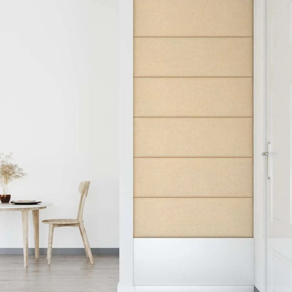 Painel de parede 12 pcs 90x30 cm tecido 3,24 m² cor creme