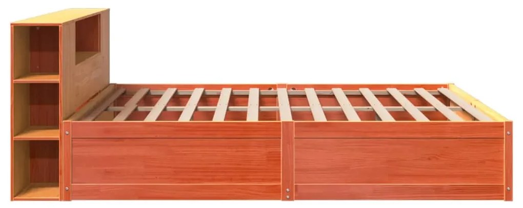 Cama sem colchão 200x200 cm pinho maciço castanho-mel