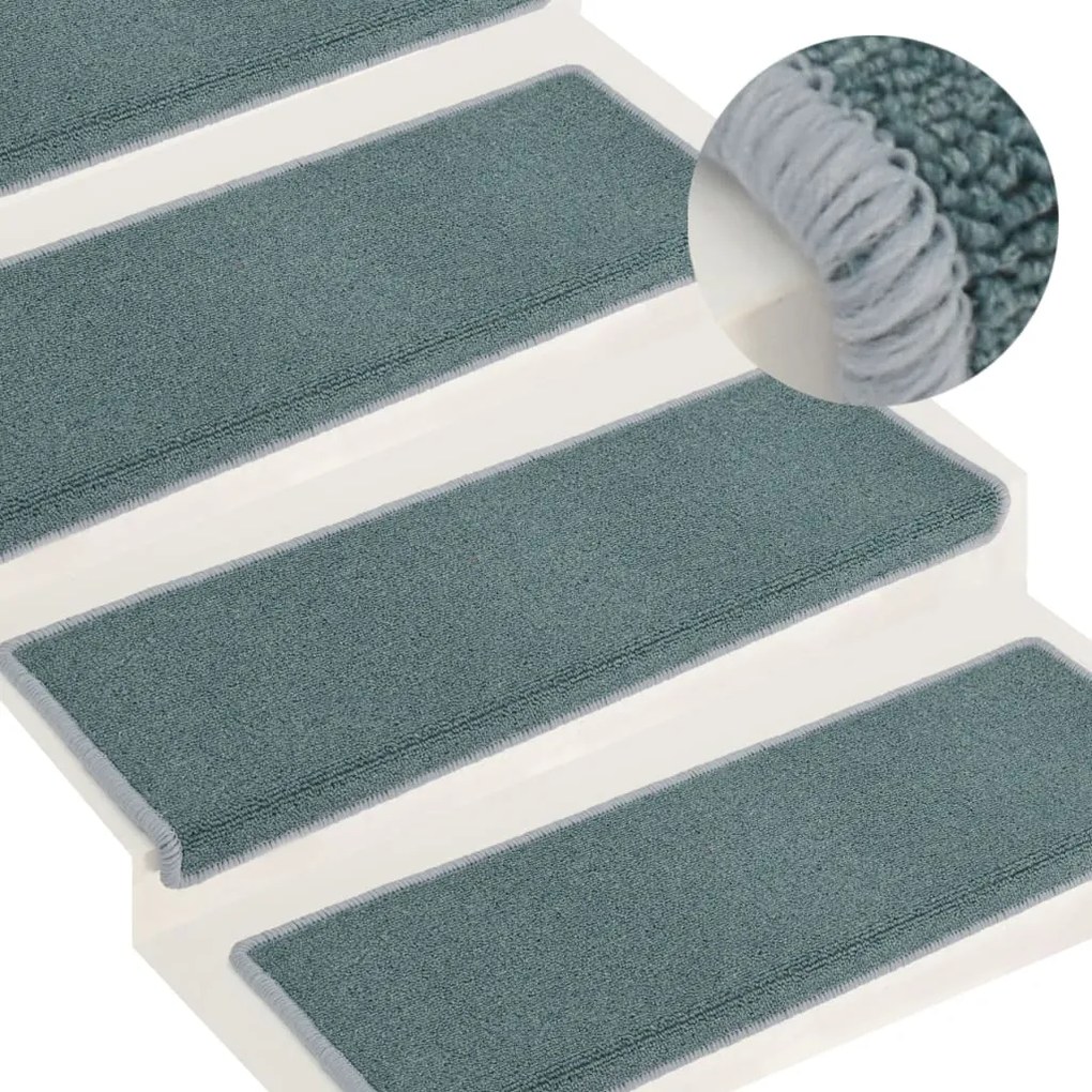 vidaXL Tapete/carpete para degraus 15 pcs 65x21x4 cm azul