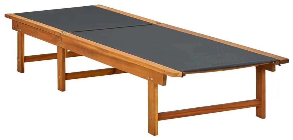 Espreguiçadeira com mesa madeira de acácia maciça e textilene