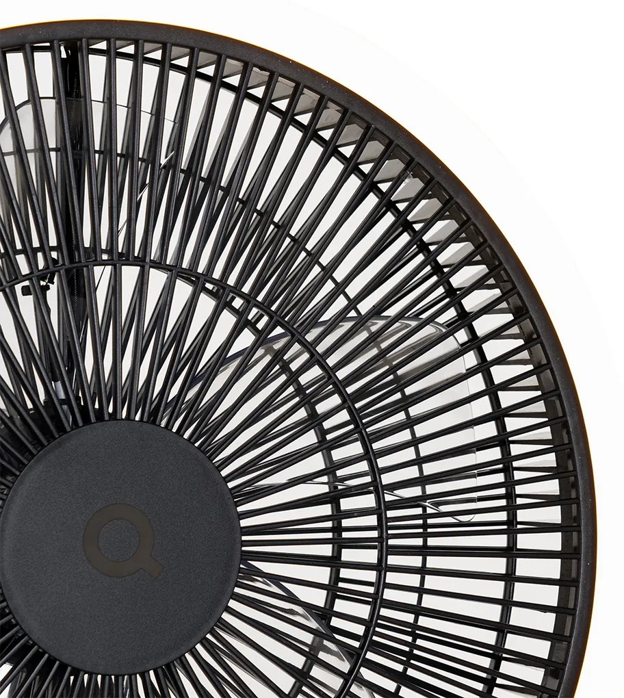 Ventilador de pé tripé preto com LED regulável em 3 níveis - Meric Moderno