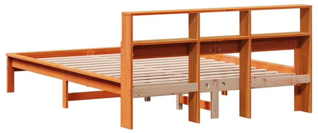 Cama sem colchão 140x190 cm pinho maciço castanho-mel