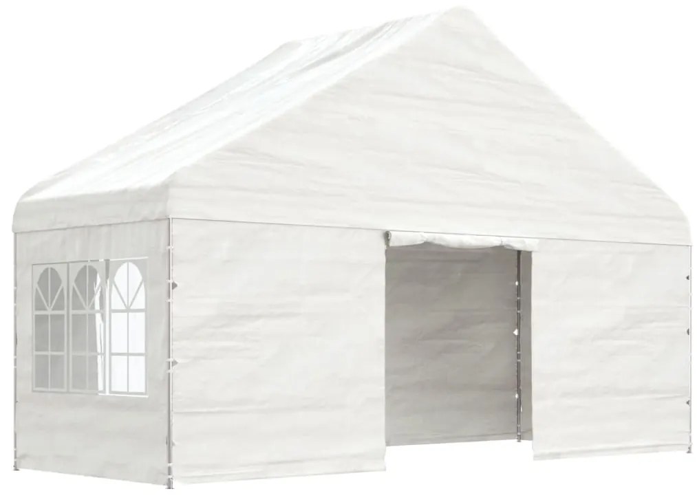 Gazebo com telhado 17,84x5,88x3,75 m polietileno branco