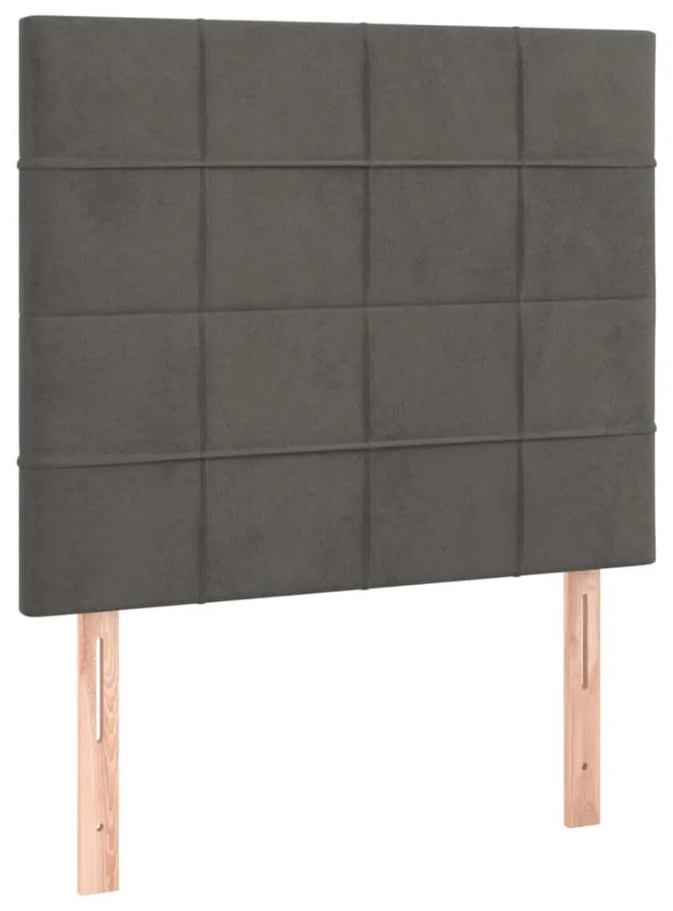 Cama boxspring com colchão 120x200 cm veludo cinzento-escuro