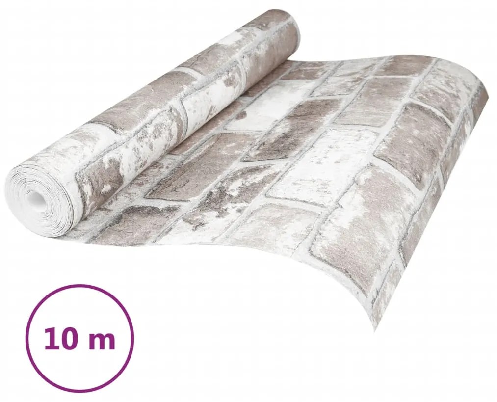 Papel parede 3D c/ padrão tijolo 10x0,53 m não-tecido cinza
