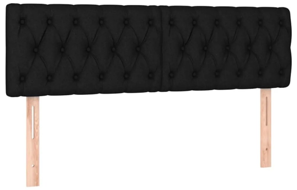 Cabeceira de cama c/ luzes LED tecido 144x7x78/88 cm preto