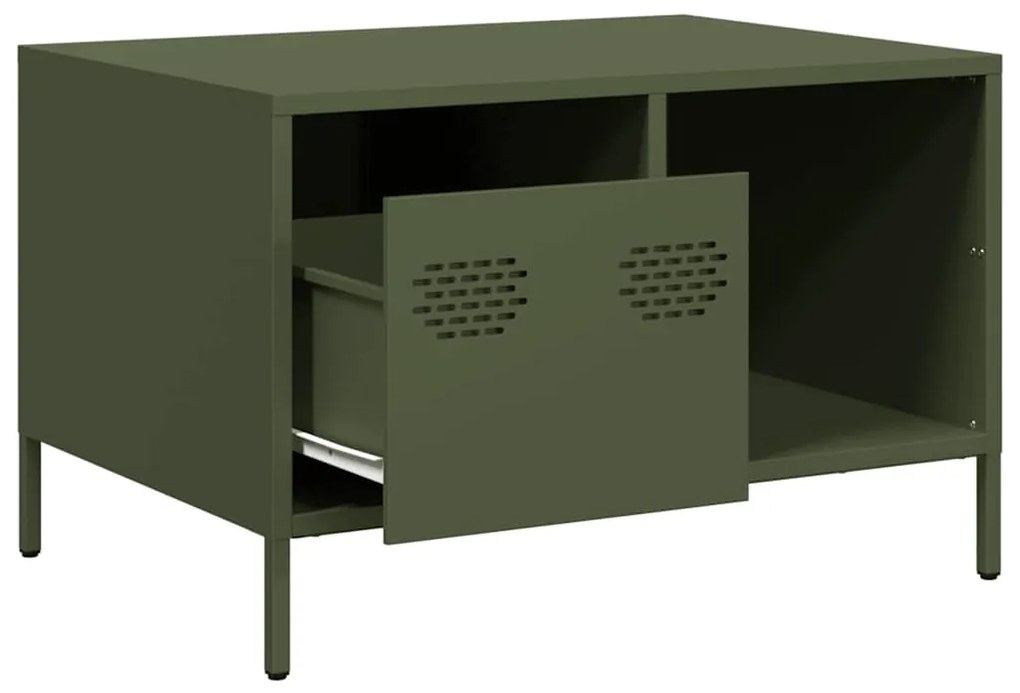 Mesa centro 68,5x50x43,5 cm aço laminado a frio verde-azeitona