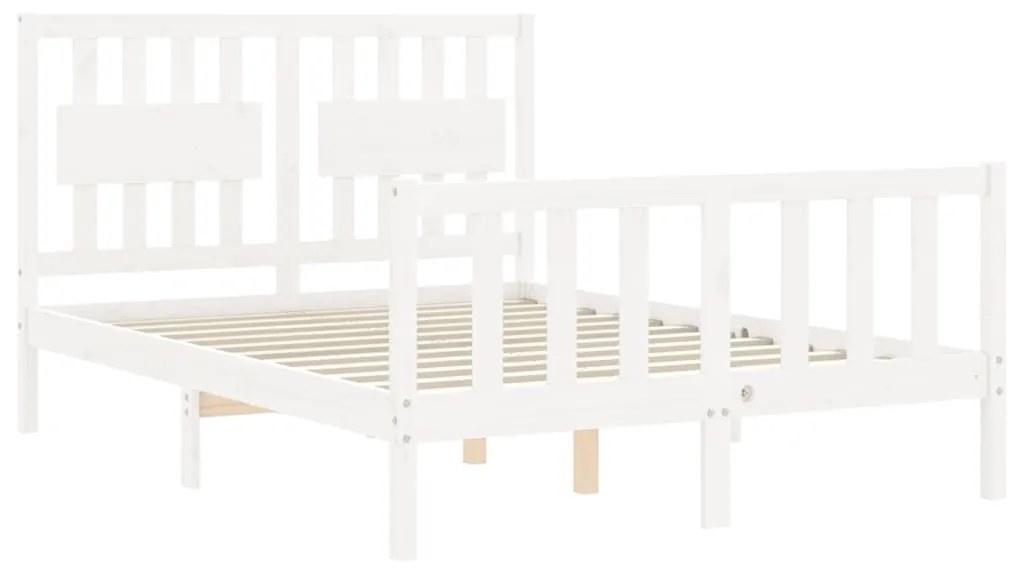 Estrutura de cama com cabeceira 120x200cm madeira maciça branco