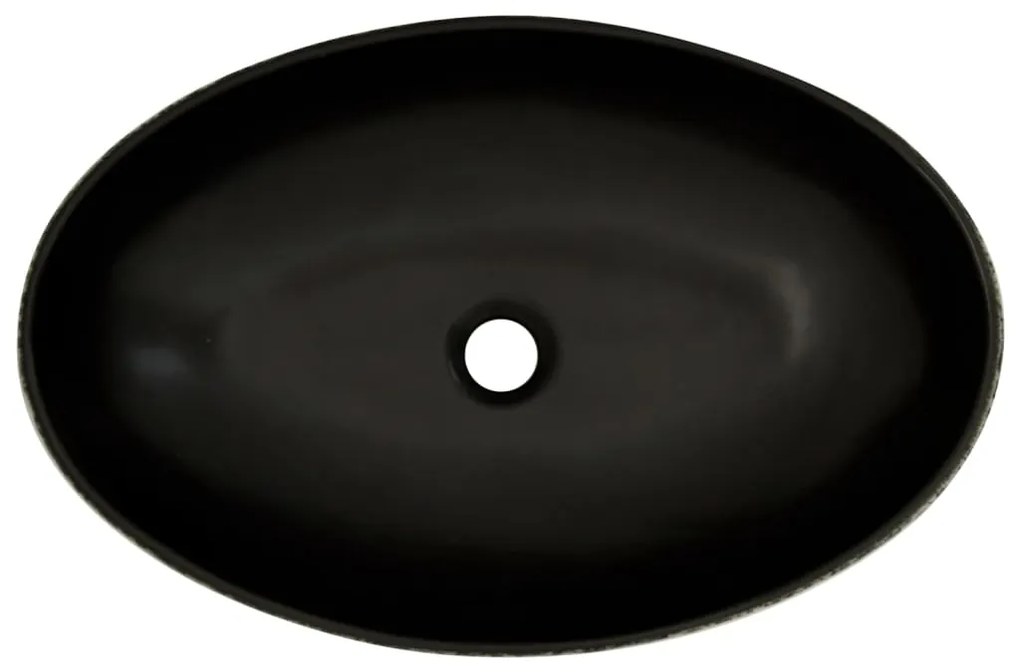 Lavatório de bancada oval 56,5x36,5x13,5 cm cerâmica preto/azul