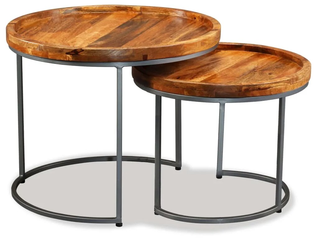 Mesa de apoio 2 pcs madeira de mangueira maciça