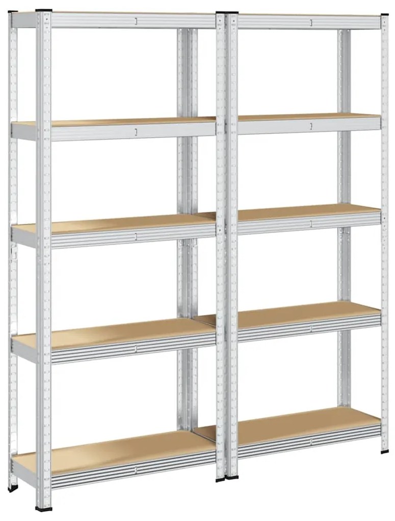 Prateleiras de armazenamento de 5 camadas 2 pcs aço prateado