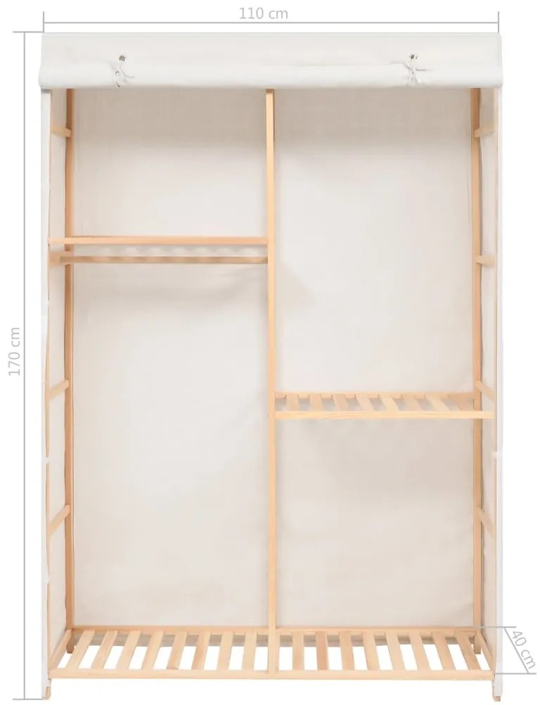 Roupeiro/guarda-roupa 3 prateleiras 110x40x170 cm