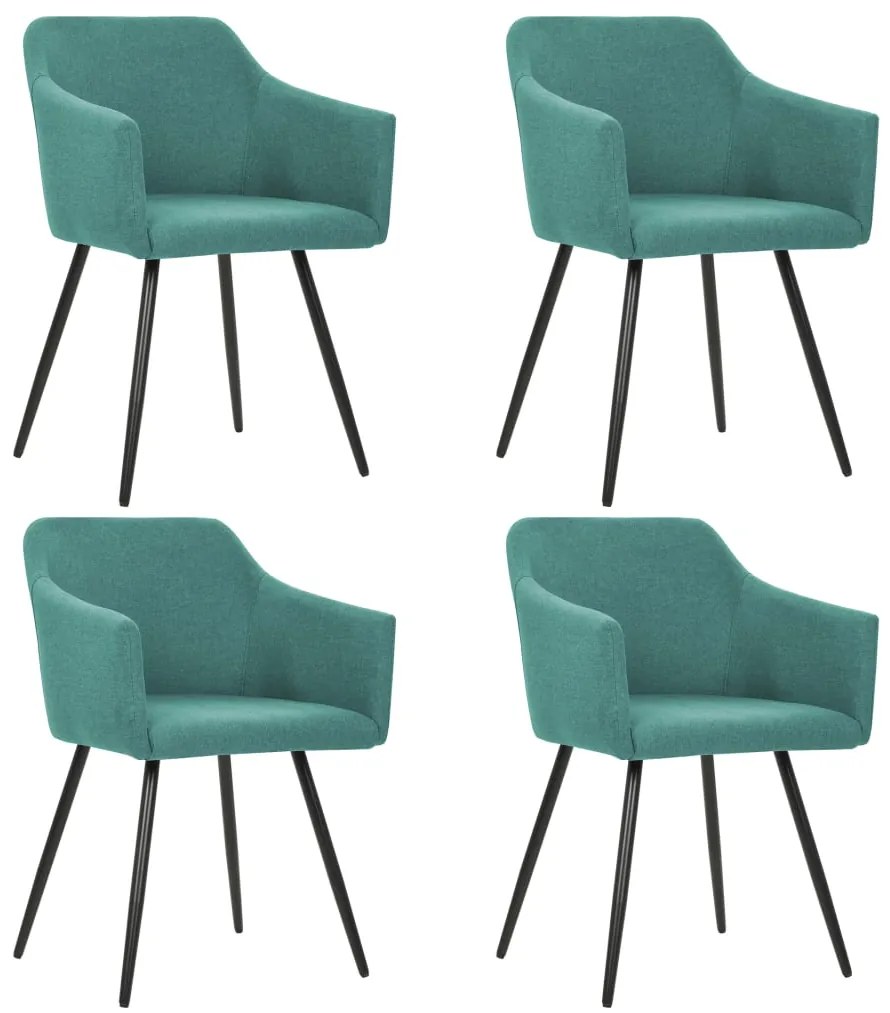 276071 vidaXL Cadeiras de jantar 4 pcs tecido verde